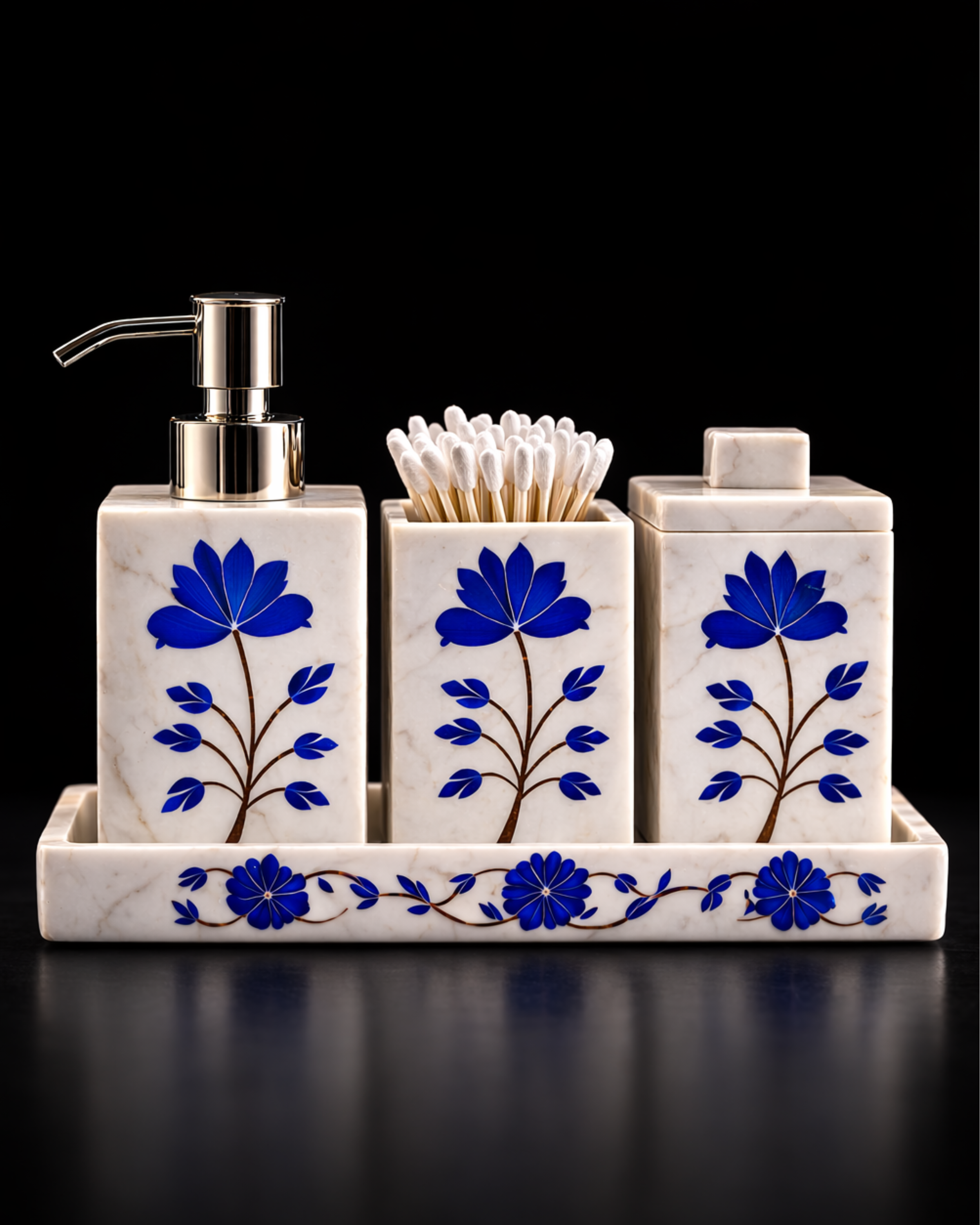 Elysium Blue Inlay Marble Bath Set