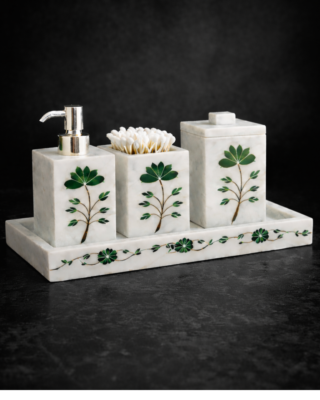 Elysium Green Inlay Marble Bath Set