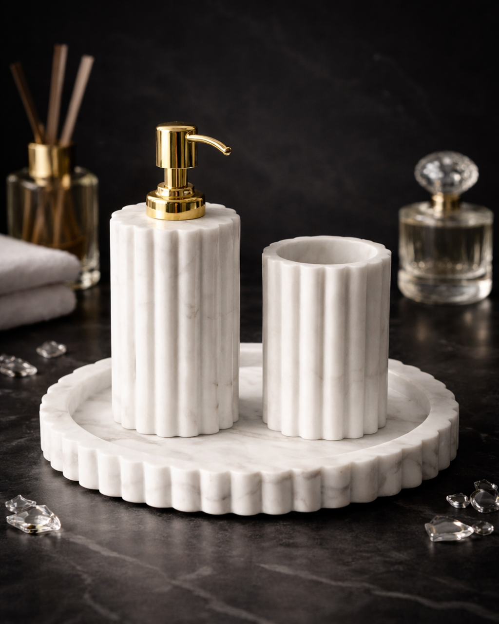 Celestia Fluted White Bath Set
