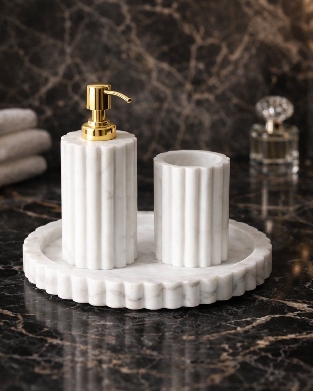 Celestia Fluted White Bath Set