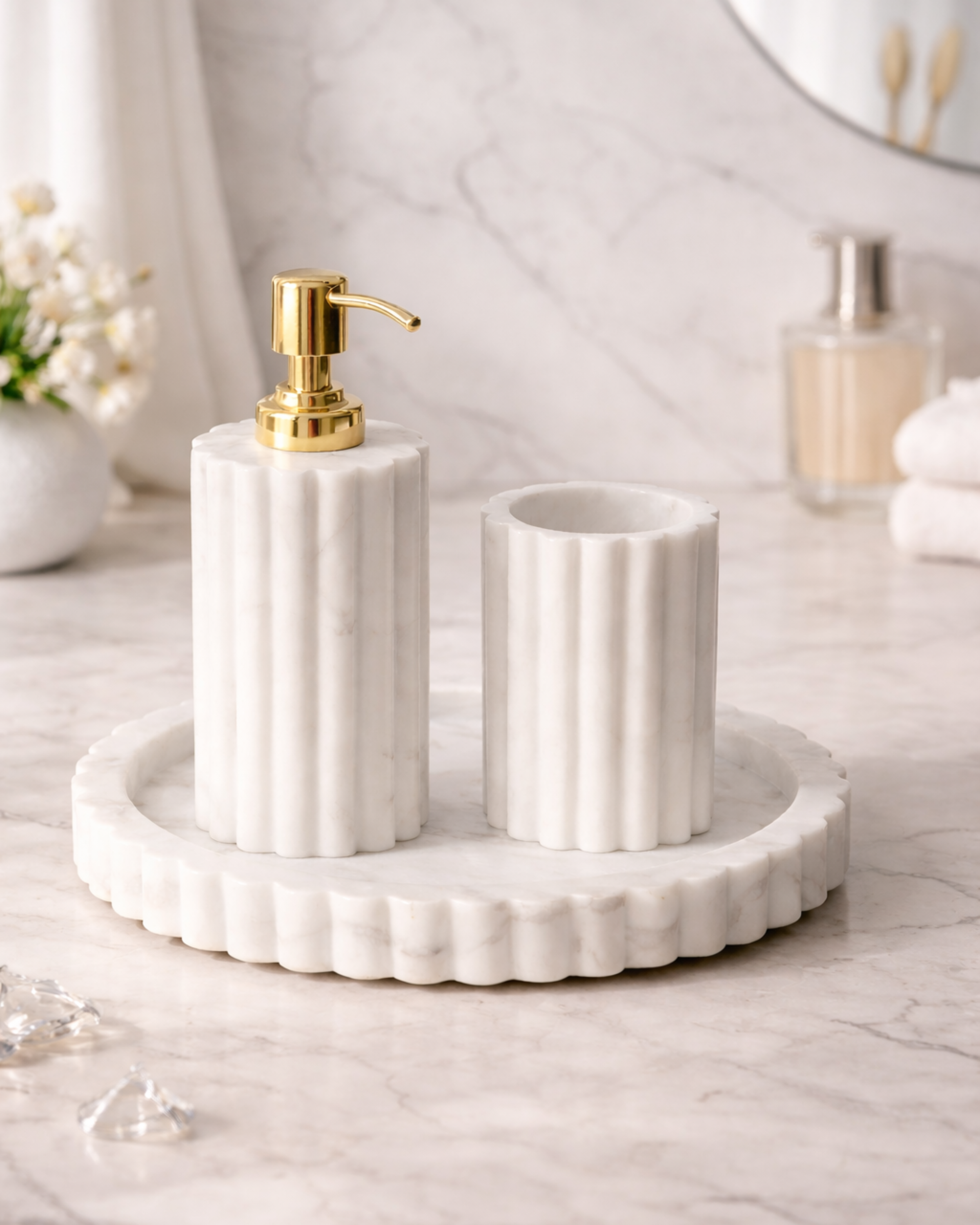 Celestia Fluted White Bath Set