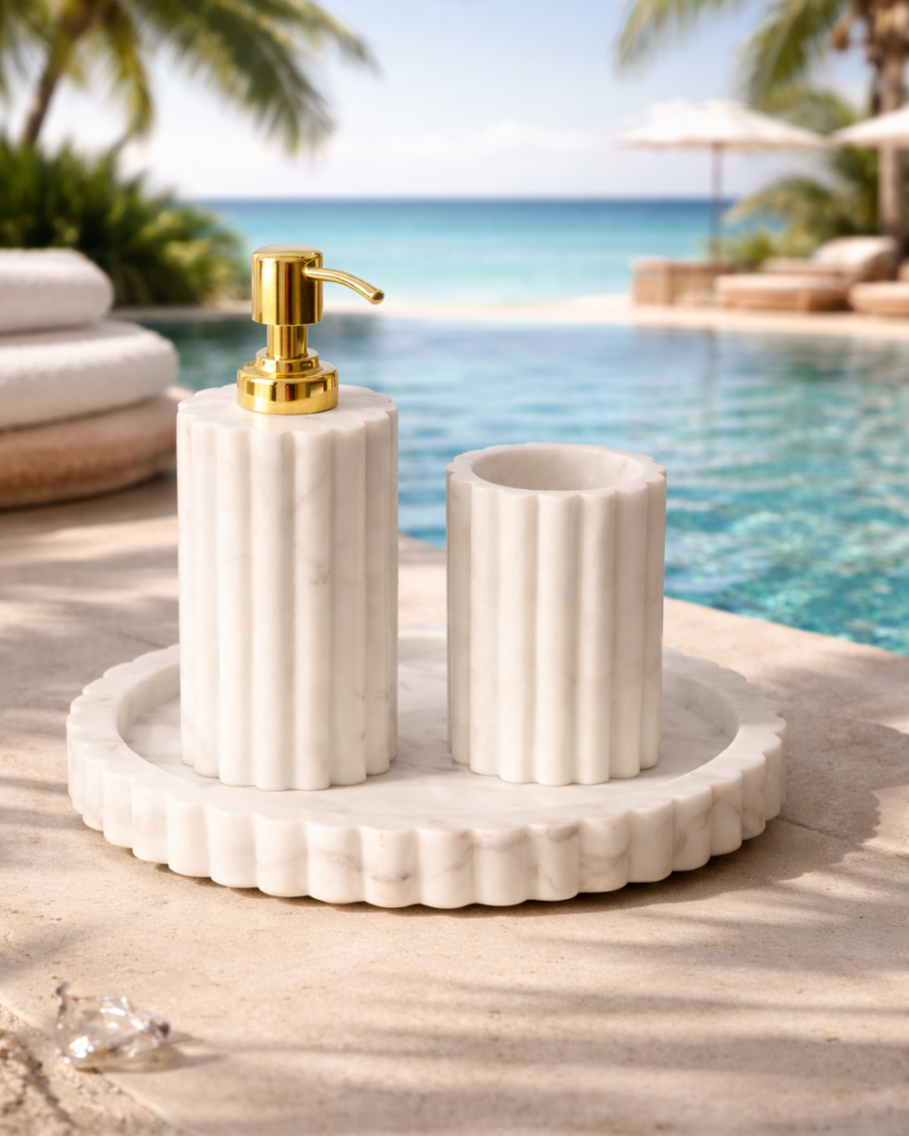 Celestia Fluted White Bath Set