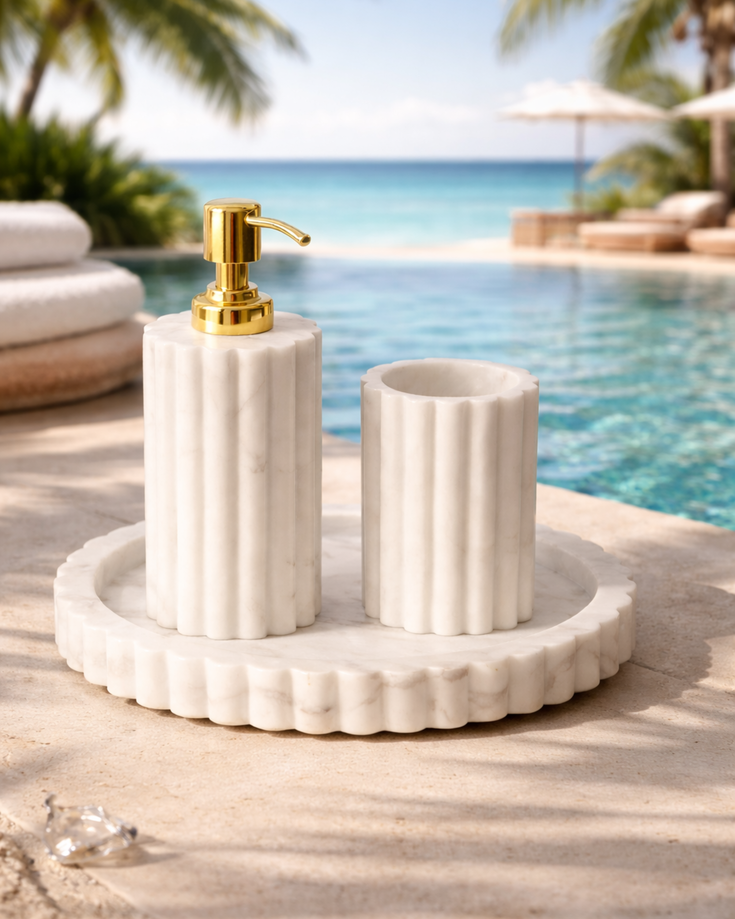 Celestia Fluted White Bath Set