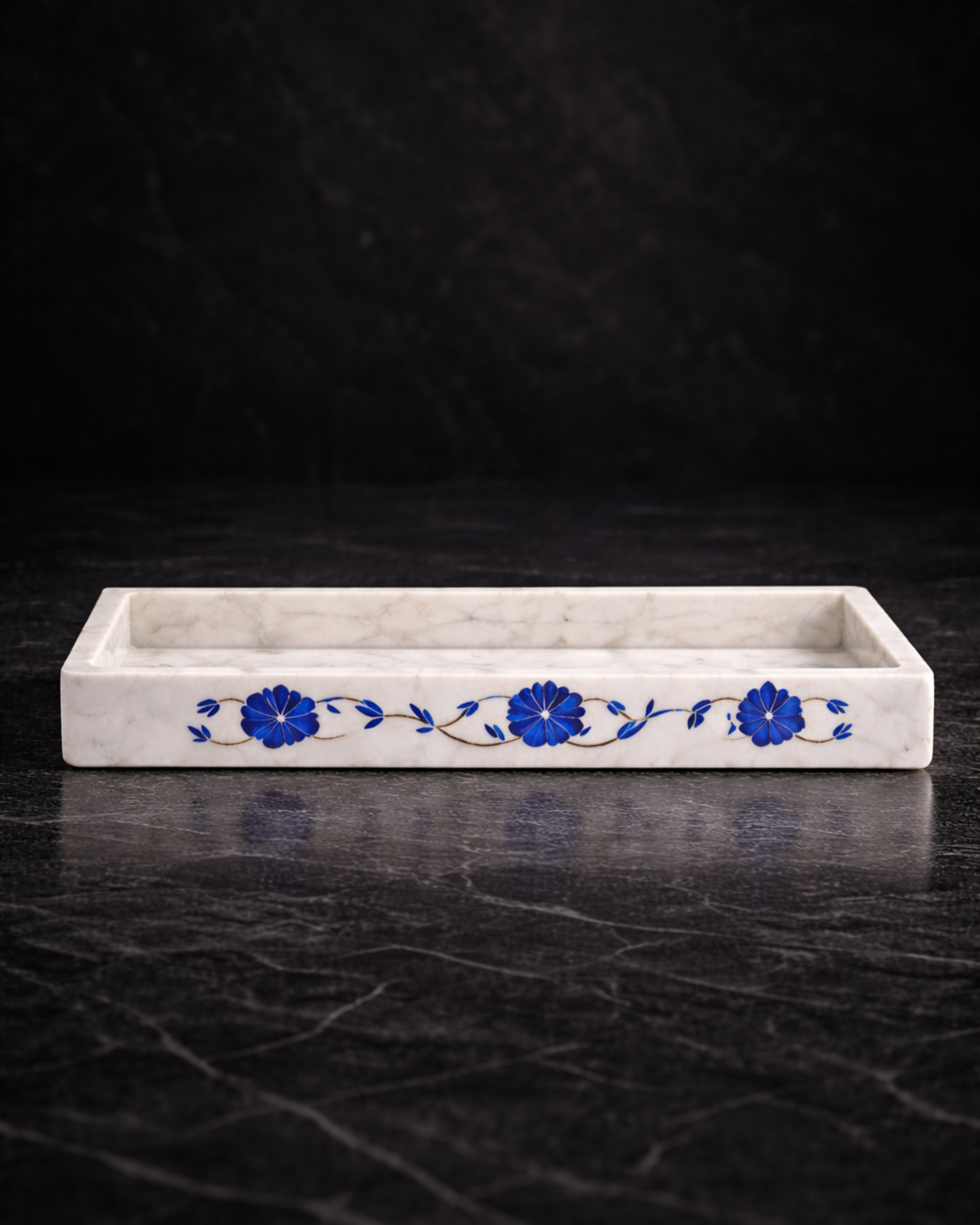 Elysia Marble Tray (Blue Inlay)
