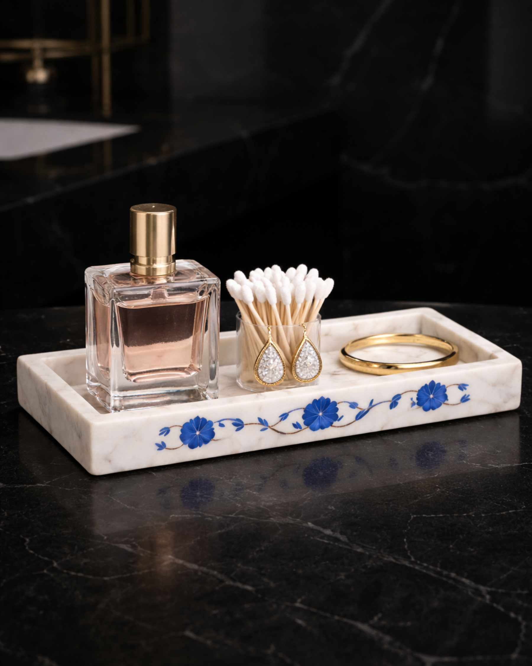 Elysia Marble Tray (Blue Inlay)