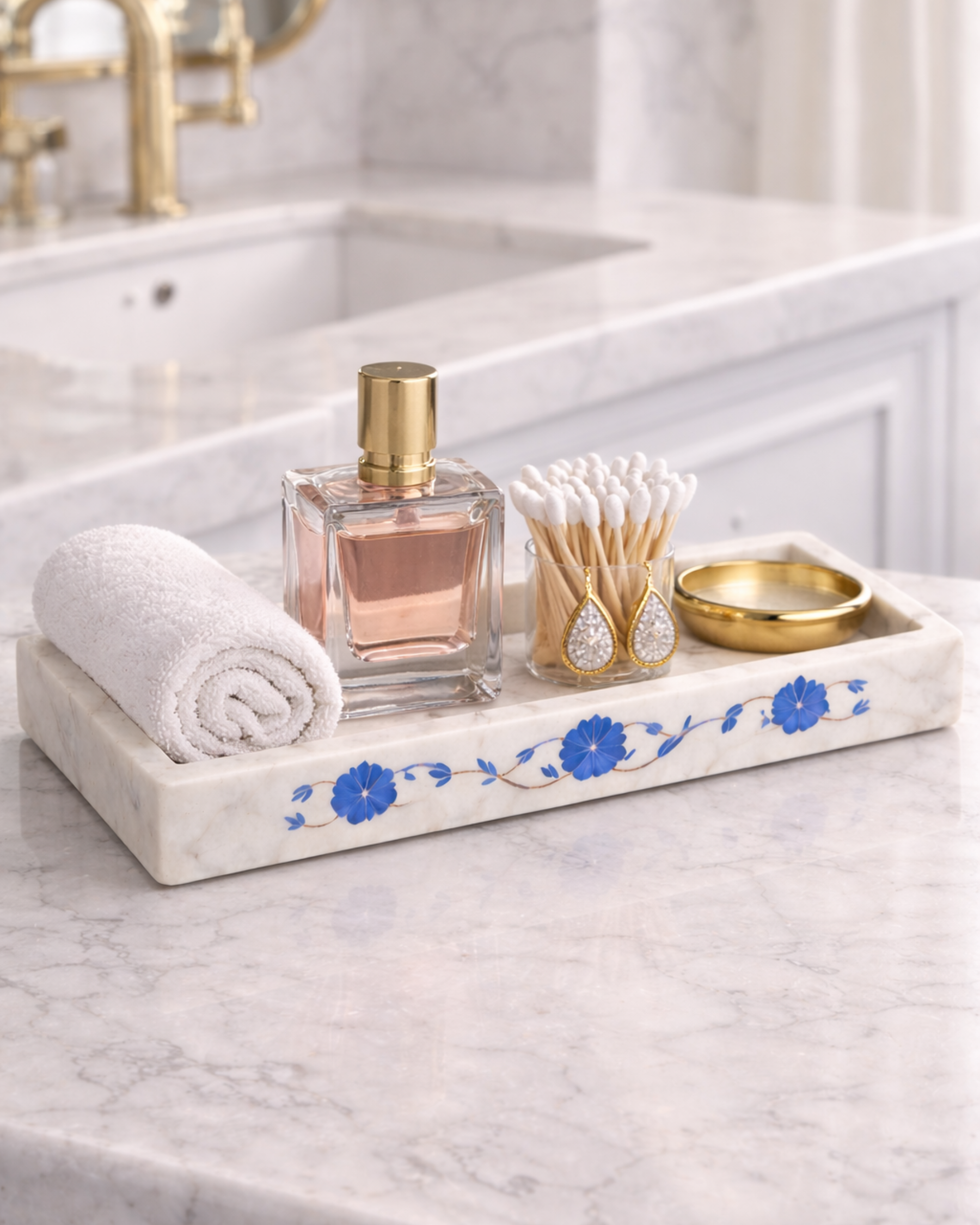 Elysia Marble Tray (Blue Inlay)