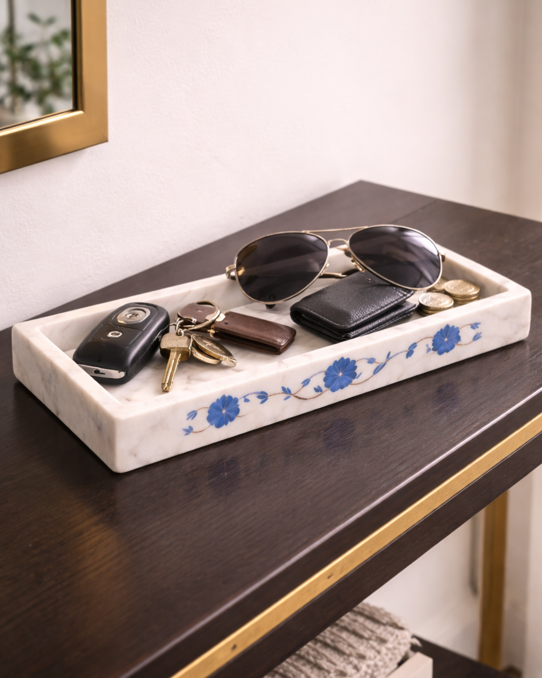 Elysia Marble Tray (Blue Inlay)