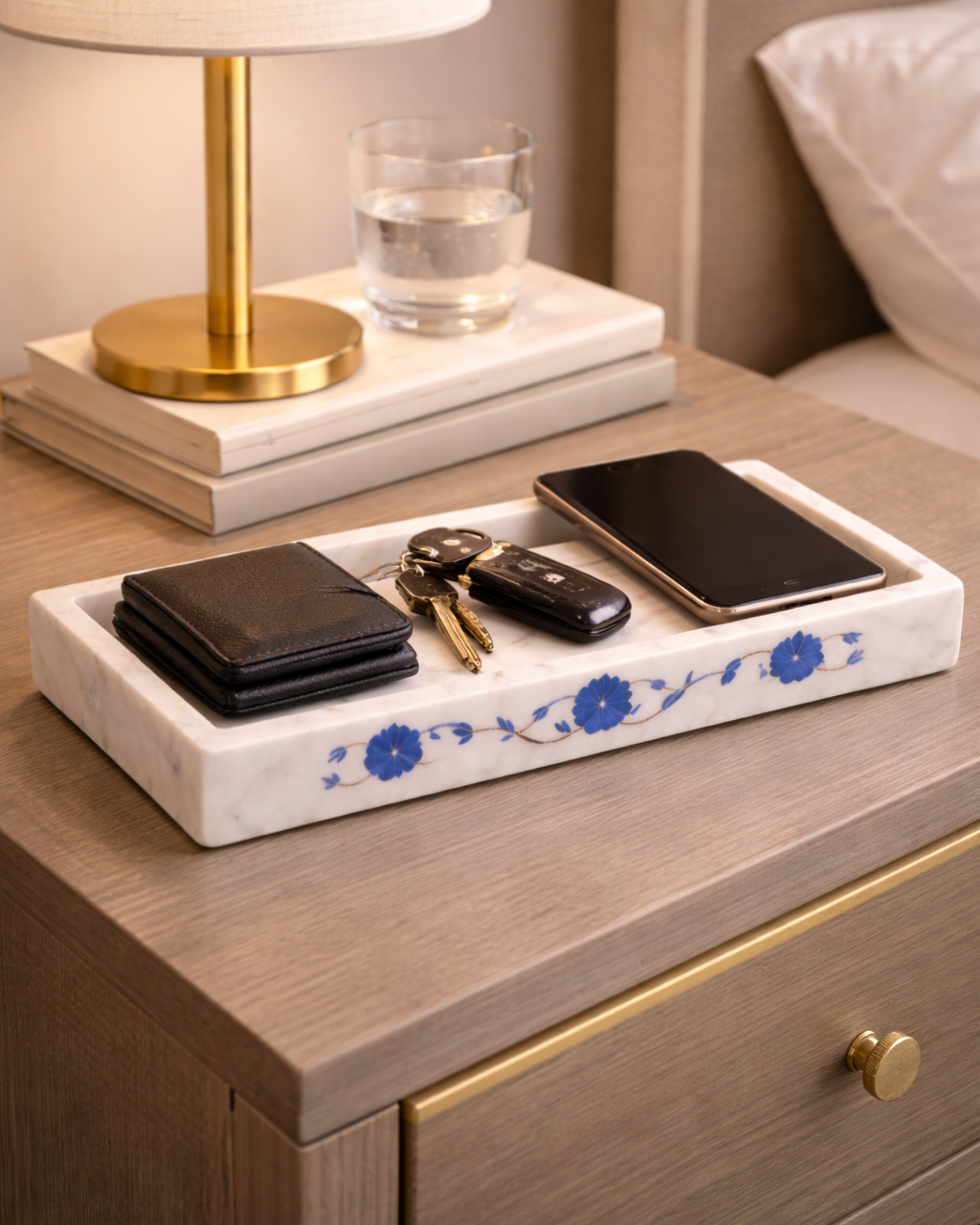 Elysia Marble Tray (Blue Inlay)