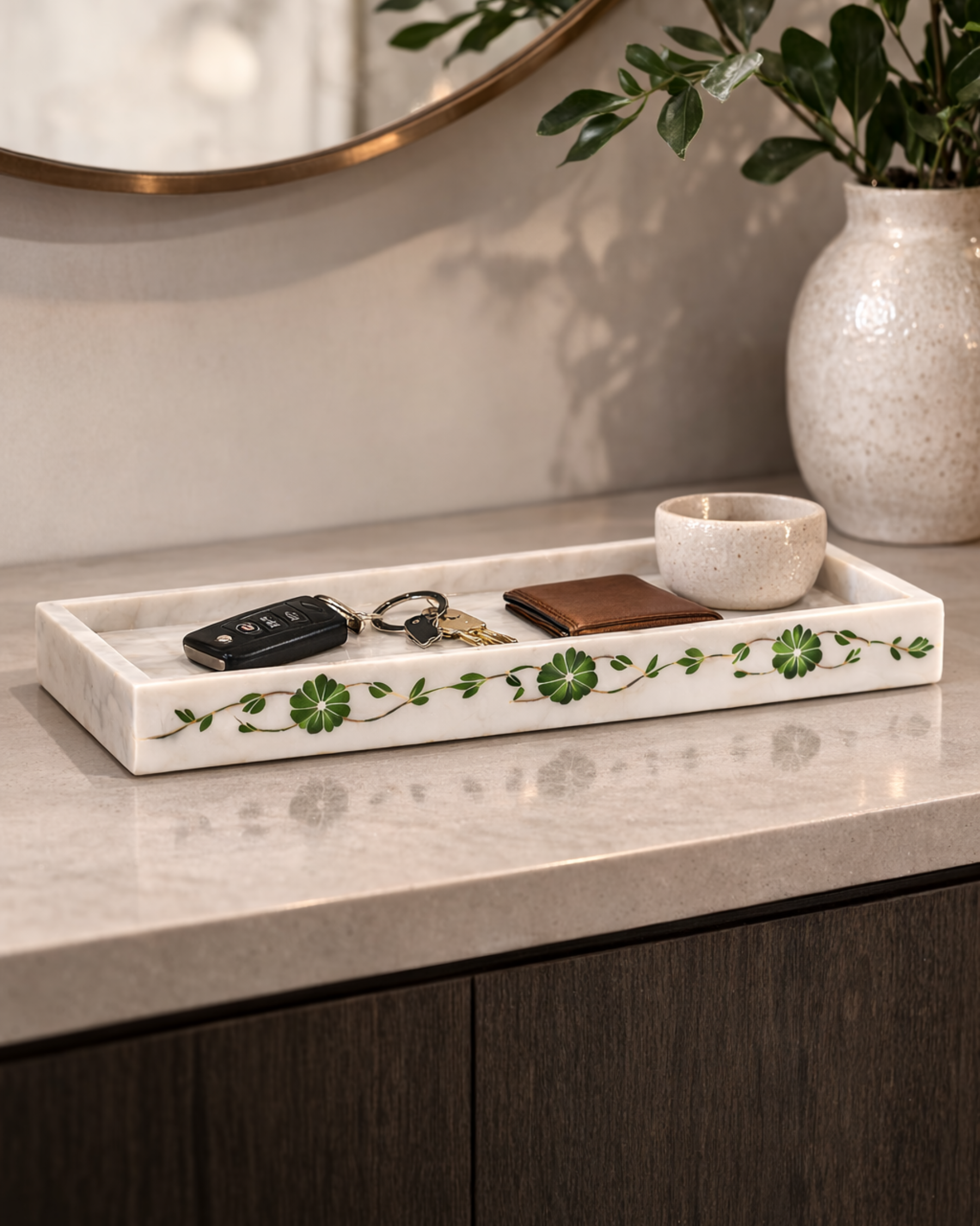 Elysia Marble Tray (Green Inlay)