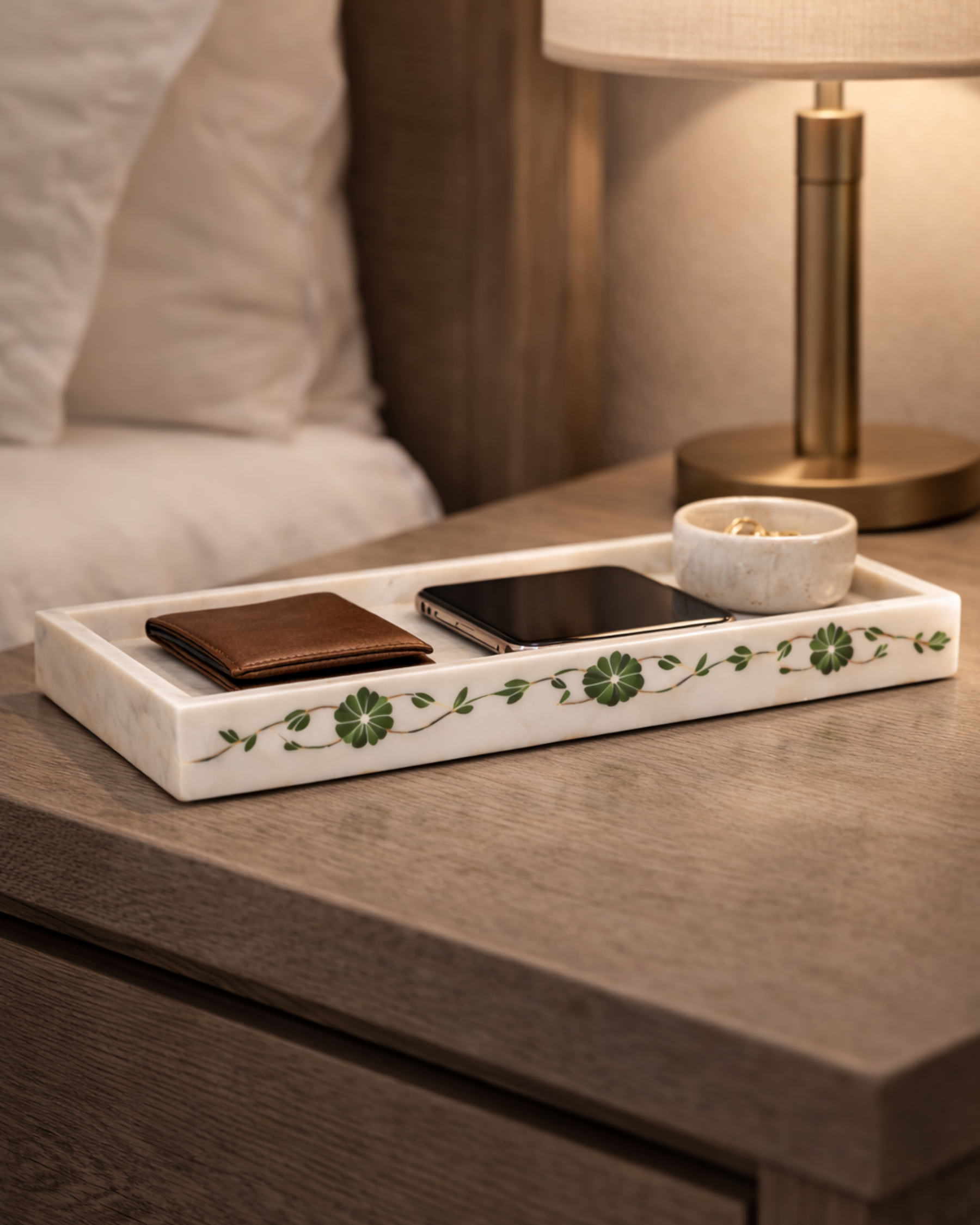 Elysia Marble Tray (Green Inlay)