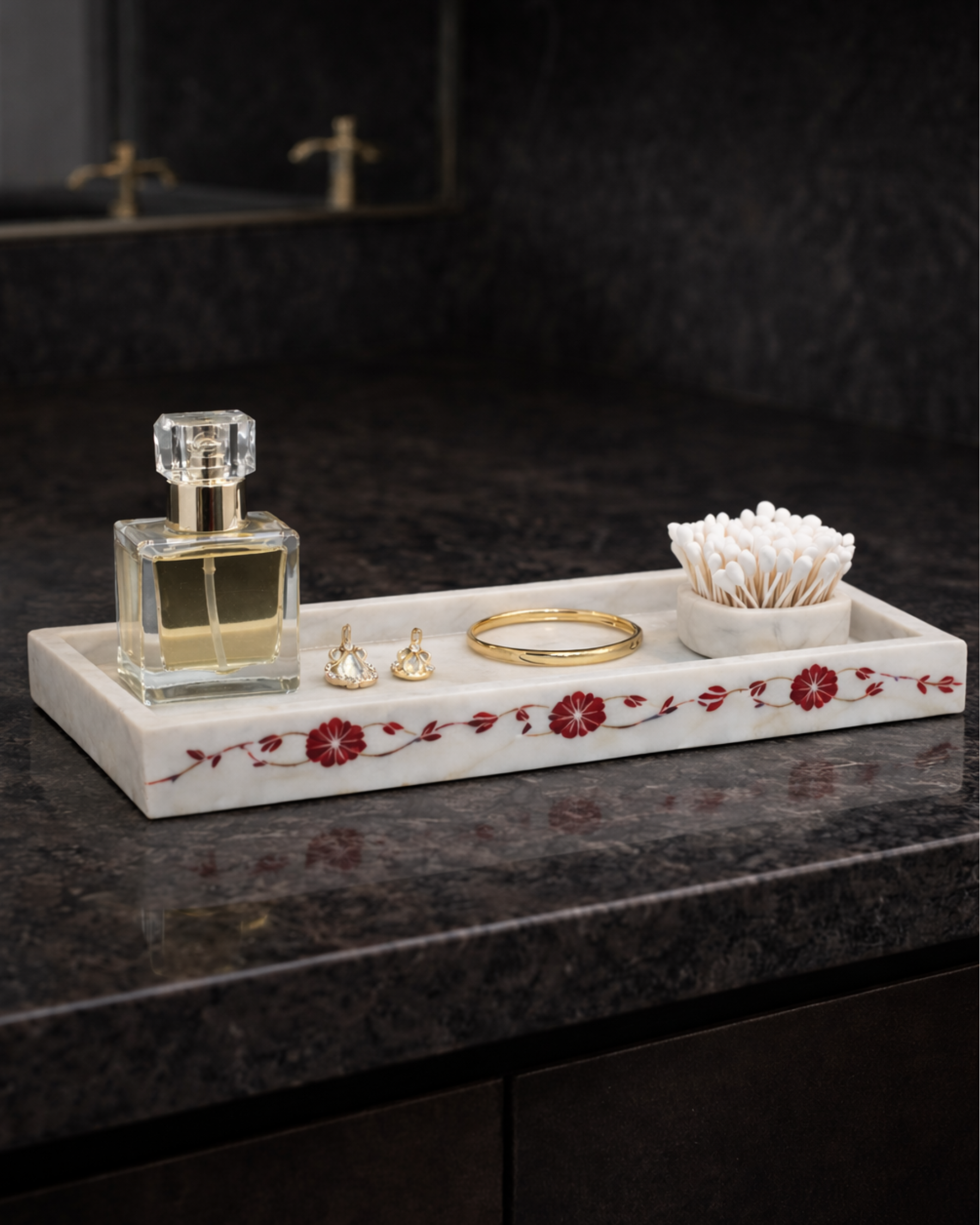 Elysia Marble Tray (Red Inlay)