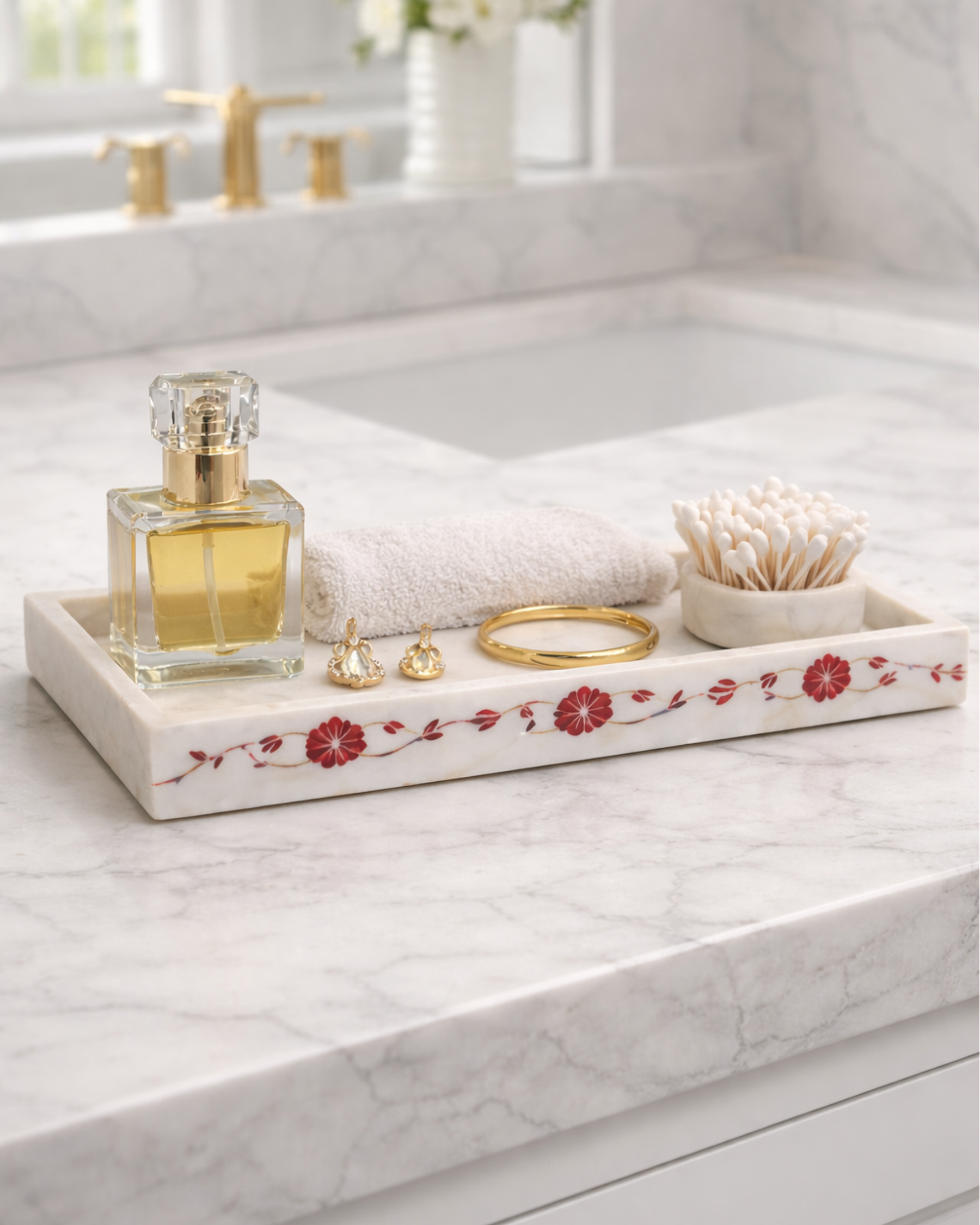 Elysia Marble Tray (Red Inlay)