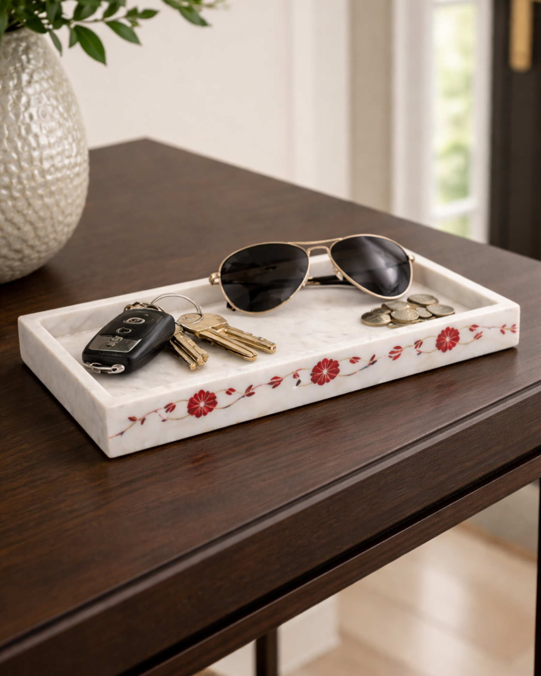 Elysia Marble Tray (Red Inlay)
