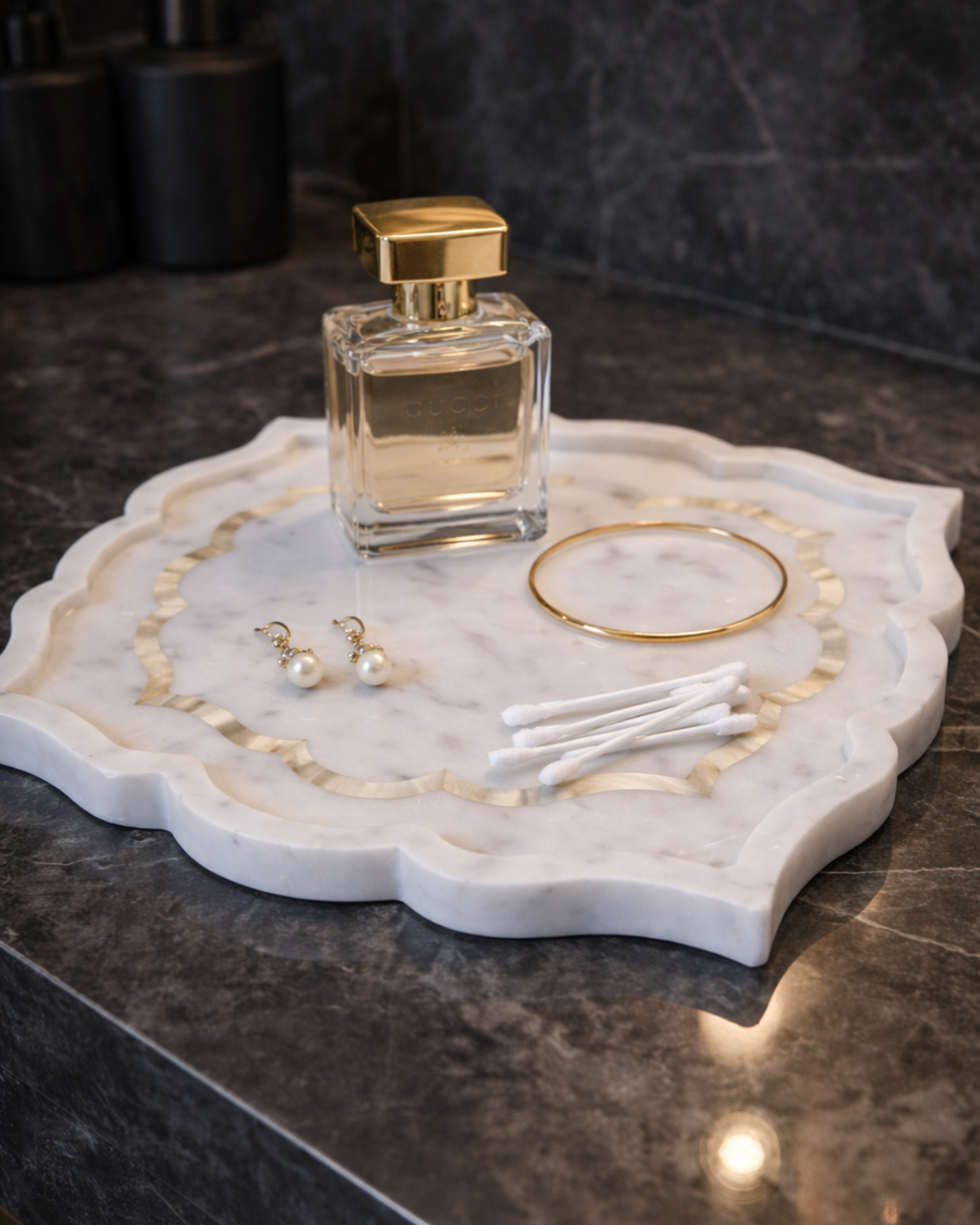 Valenor Scalloped Tray with Brass Inlay