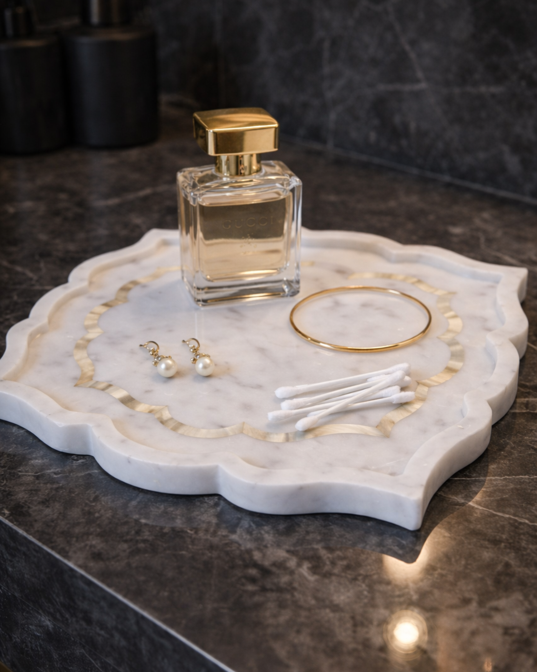 Valenor Scalloped Tray with Brass Inlay