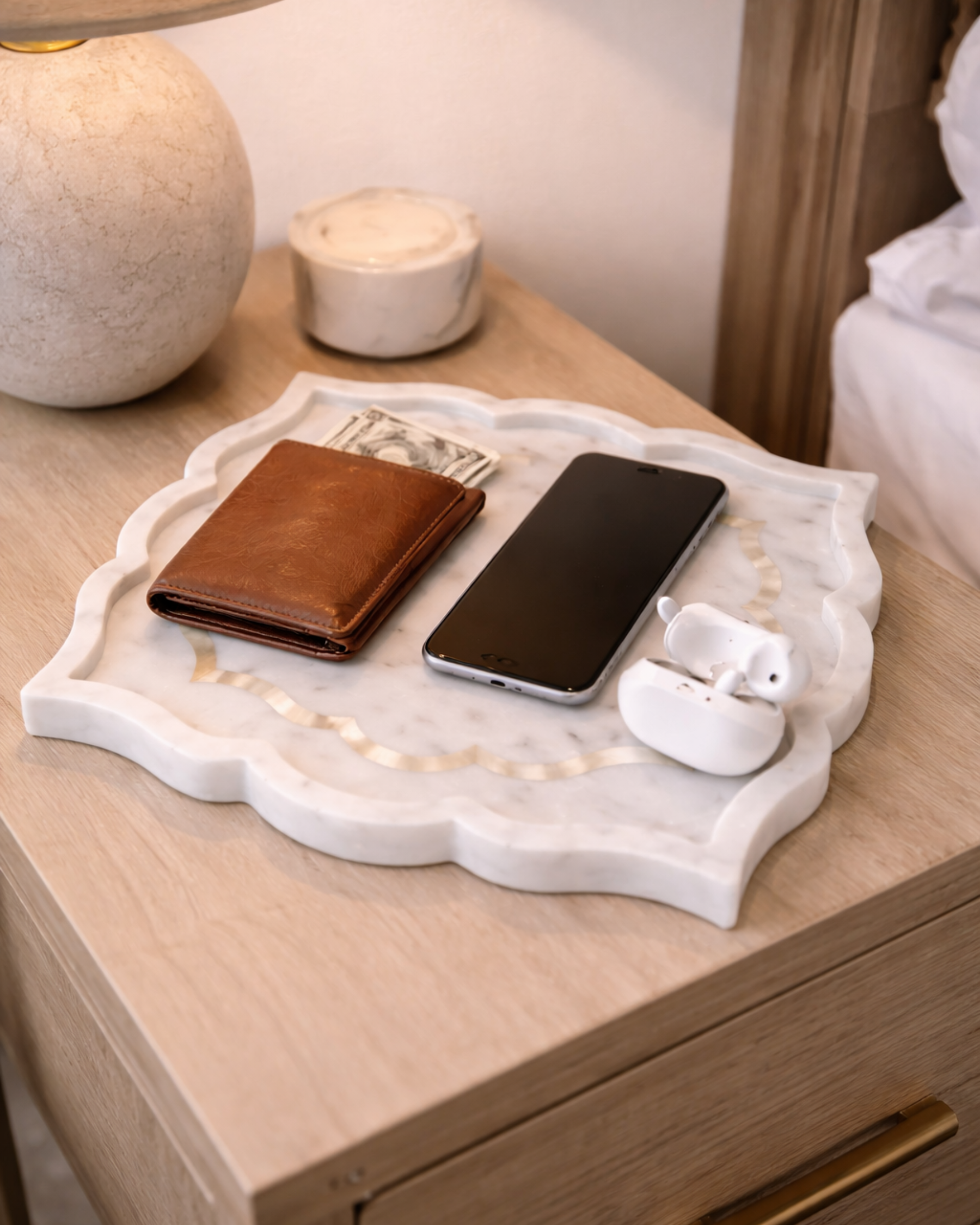 Valenor Scalloped Tray with Brass Inlay